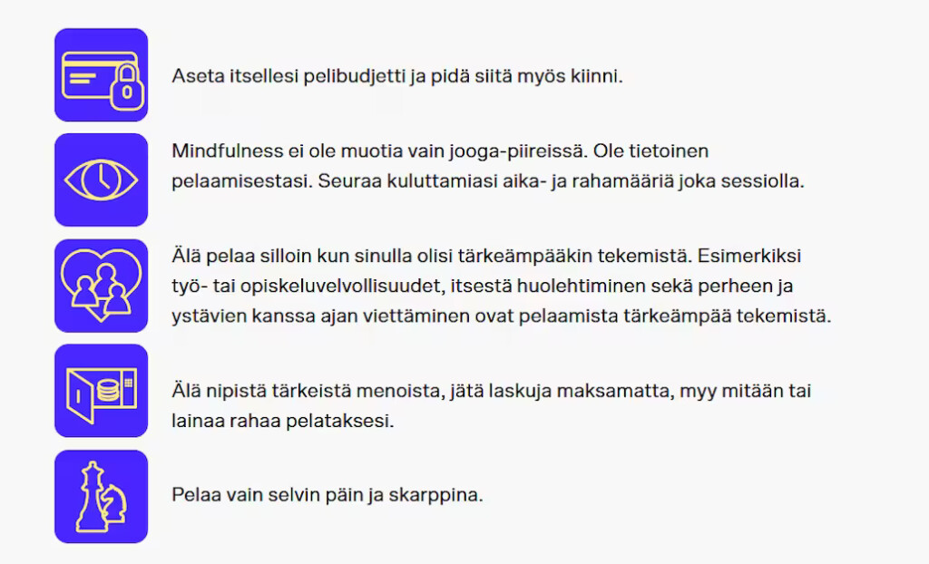 Pelaamisen vastuullisuudesta Tuohi Casinolla.