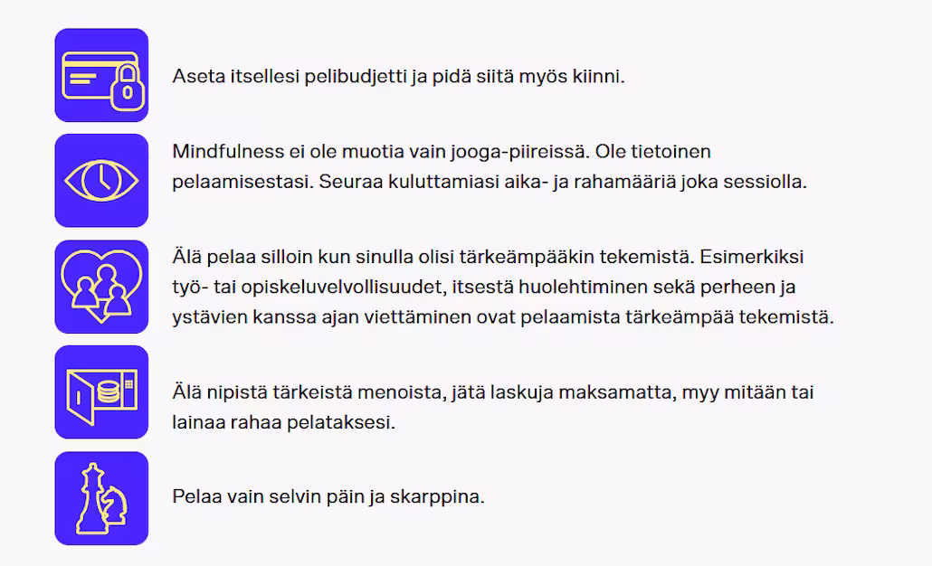 Pelaamisen vastuullisuudesta Tuohi Casinolla.