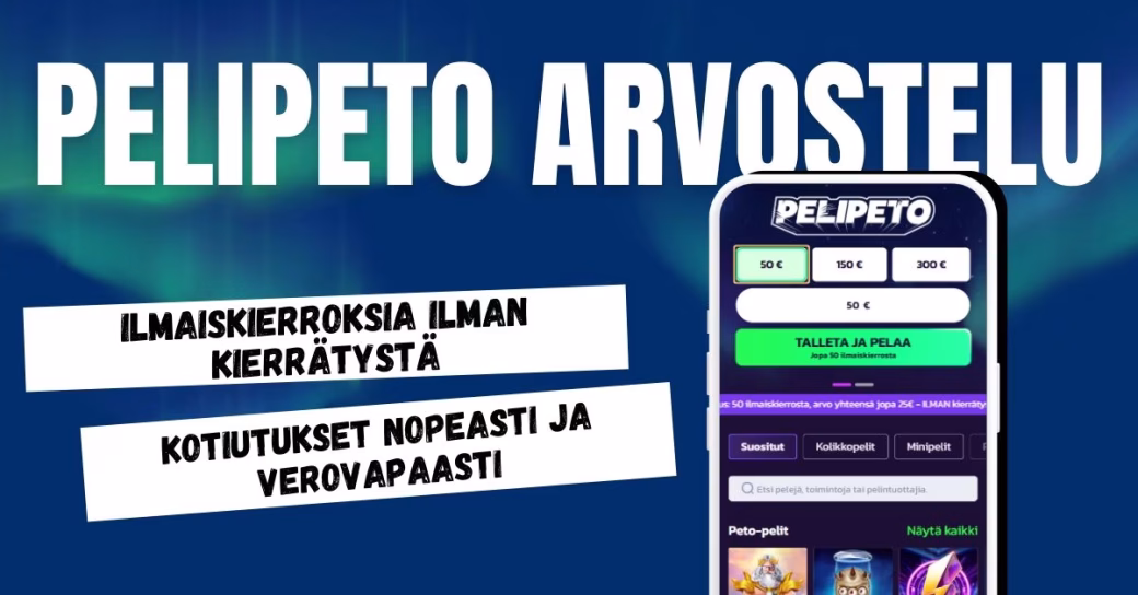 Pelipeto Casinolta käteiskierroksia, nopeat kotiutukset ja verovapaat voitot