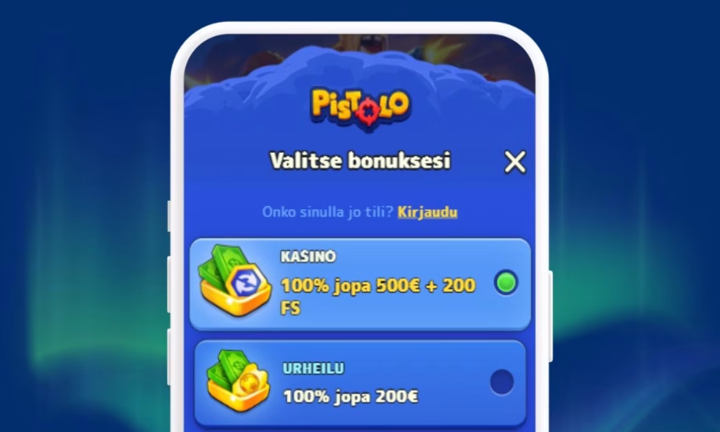 Nappaa alkajaisiksi Pistolo bonus