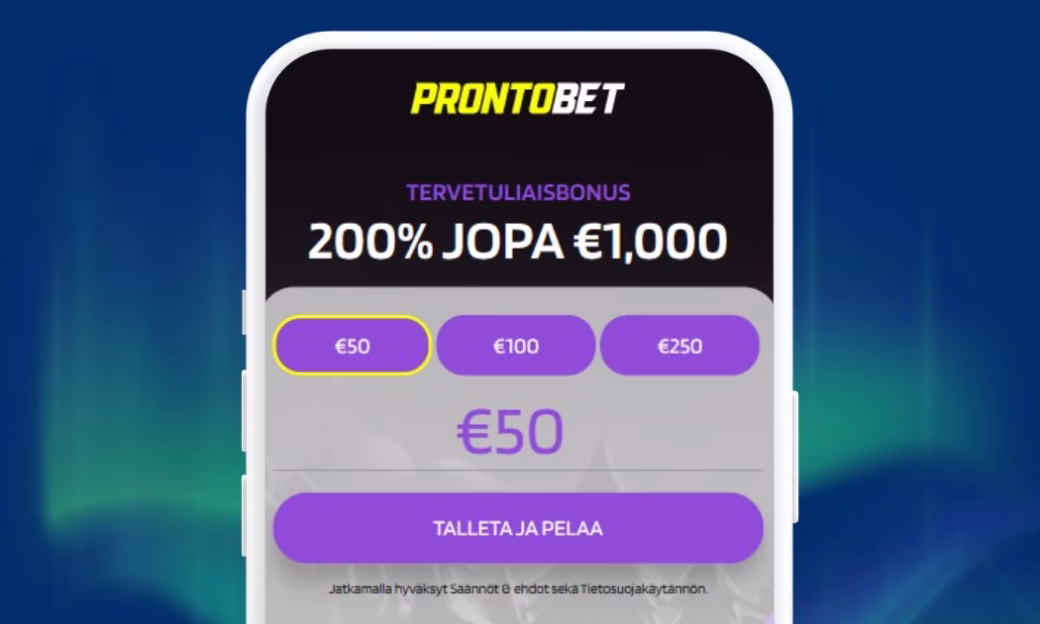 Pronto Bet kasinolle talletukset onnistuvat Britellä.