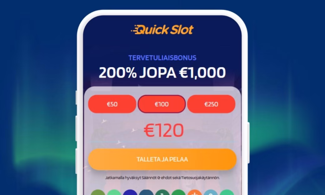 Quickslot Casinolle talletukset onnistuvat Briten välityksellä
