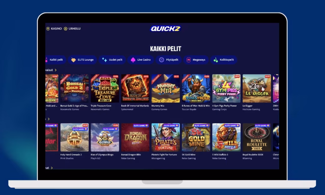 Quickz Casinolta löytyvät laadukkaat kolikkopelit.