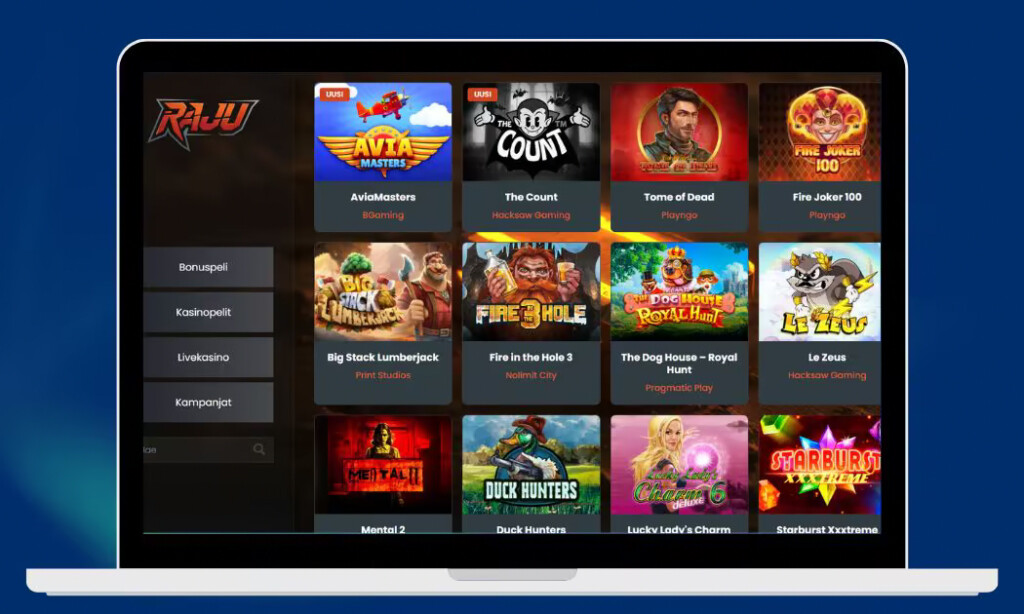 Raju Casinolta löytyy uusimmat kolikkopelit.