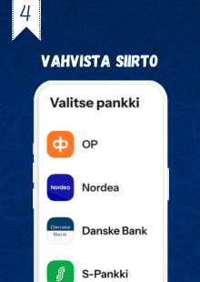 Vahvista siirto ja rahat ilmestyvät pelitilillesi.