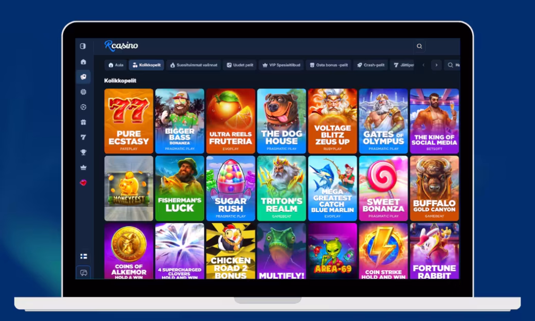RCasinon kolikkopelivalikoimasta löytyvät kaikki suositut kolikkopelit.
