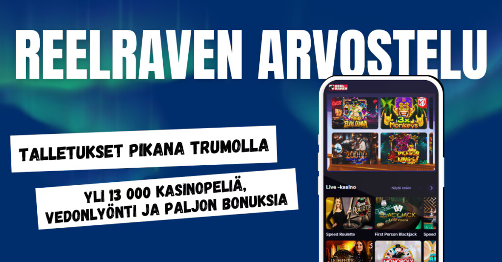 ReelRaven Kasinolle talletukset Trumolla pikana ja valtava valikoima kasinopelejä sekä vedonlyönti.