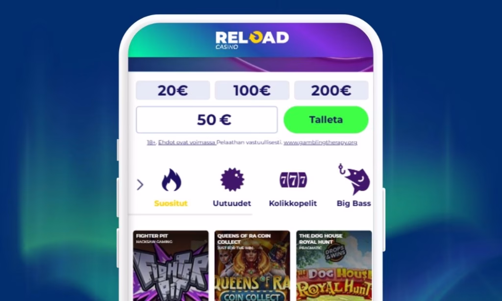 Reloadilla nopeat talletukset verkkopankkitunnuksin.