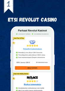 Tutustu listaan ja valitse Revolut kasino.