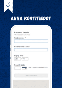 Syötä kenttiin vaaditut korttitiedot.