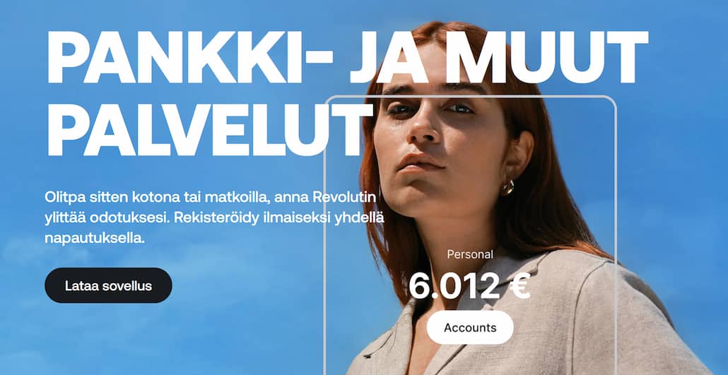 Revolut sovelluksen voi ladata pankin kotisivuilta ja avata oman Revolut tilin.