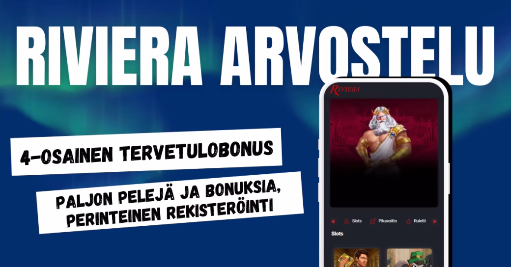 Riviera Casinolta 4-osainen tervetulobonus ja paljon vaihtuvia kampanjoita.