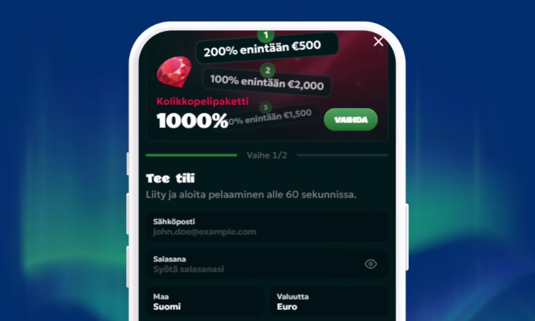 Rekisteröi pelitili Rivo Casinolle.