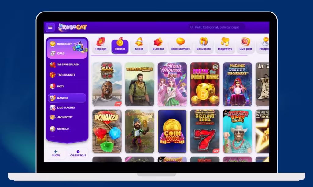 Robocat Casinon valtava pelivalikoima