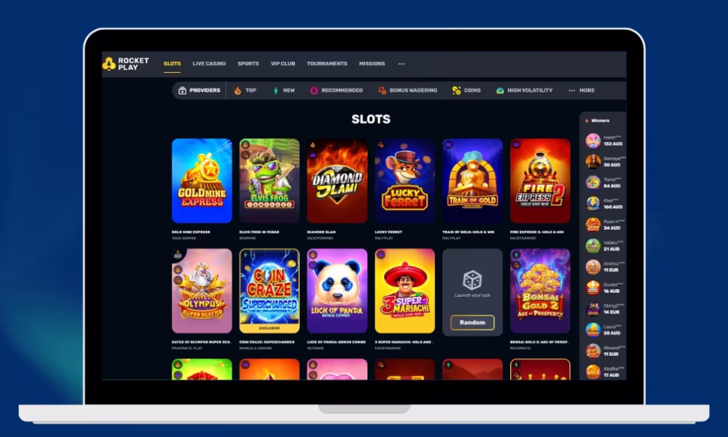 RocketPlay Casinon kolikkopelivalikoima kattaa kaikki parhaat pelit.