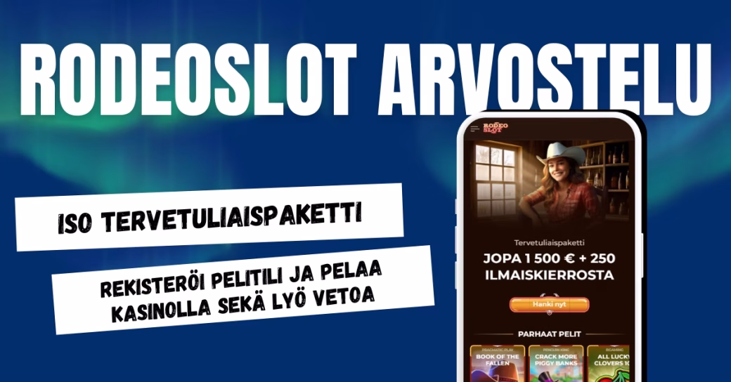 Rodeo Slot Casinolta iso tervetuliaisbonuspaketti, jonka saat rekisteröimällä pelitili ja pääset pelaamaan kasinopelejä ja lyömään vetoa.