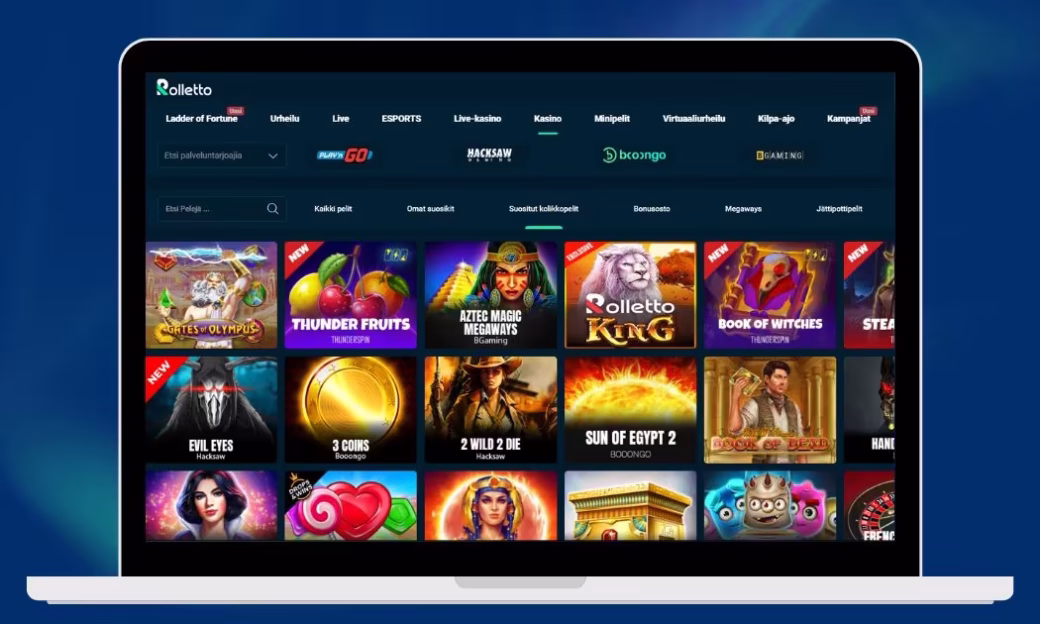 Rolletto Casinolta löytyvät kaikki suositut kolikkopelit