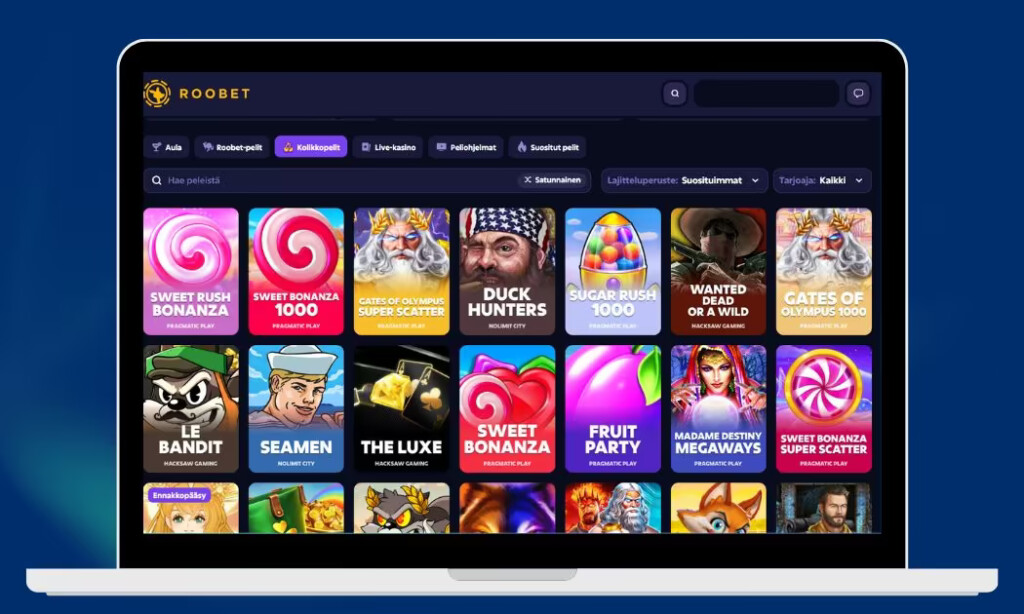 Roobet tarjoaa monipuolisen valikoiman suosittuja kolikkopelejä.