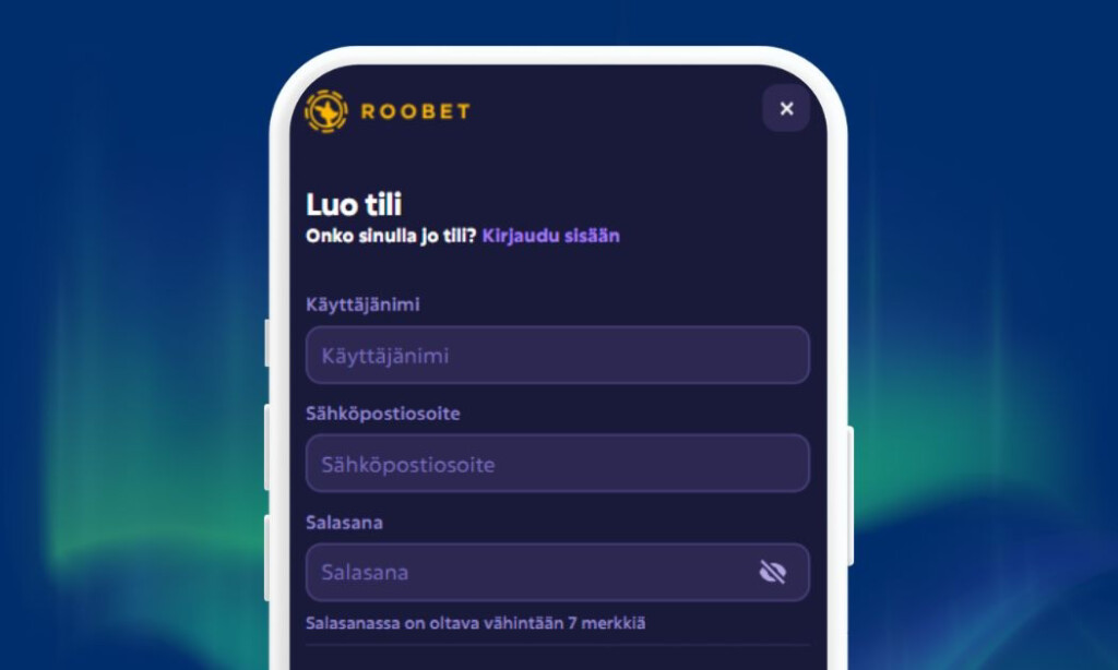 Päästäksesi pelaamaan sinun täytyy rekisteröidä pelitili Roobet Casinolle.