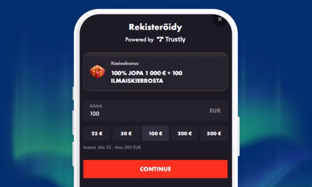 Roosterbetille talletat ilmna rekisteröitymistä Trustlyllä.