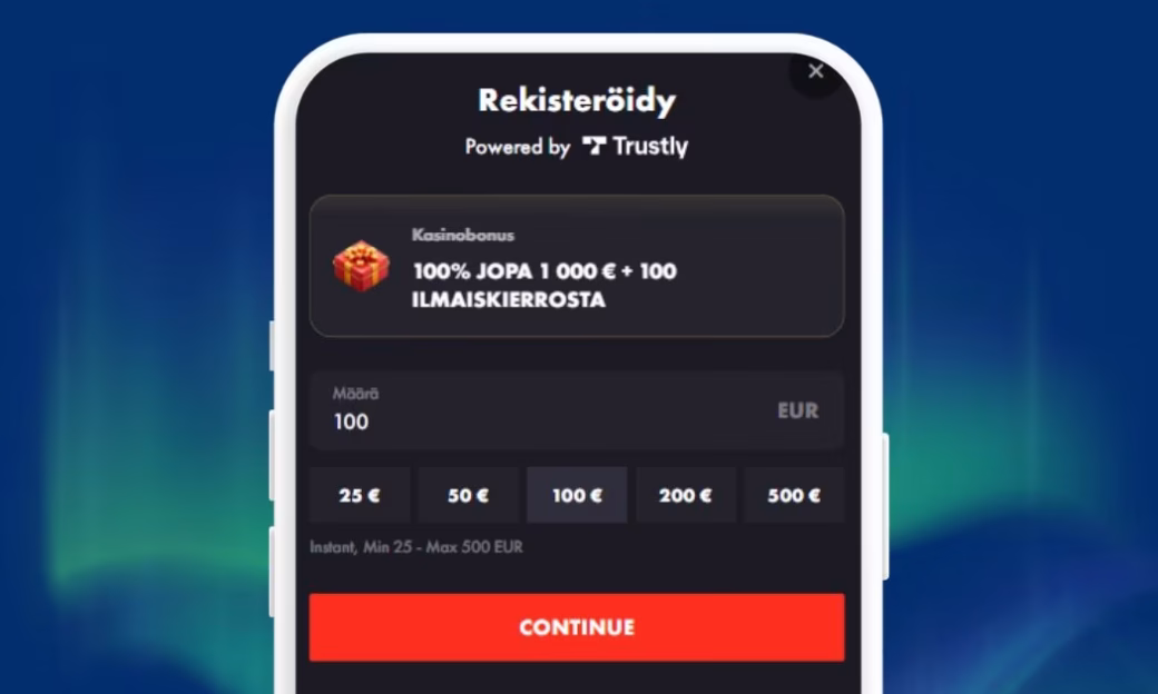 Roosterbetille talletat ilmna rekisteröitymistä Trustlyllä.