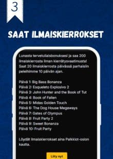 Ilmaiskierrokset maksetaan sinulle