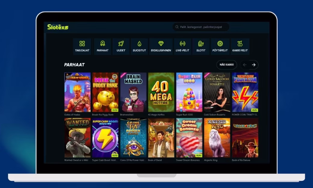 Slotexo Casino laaja valikoima kolikkopelejä