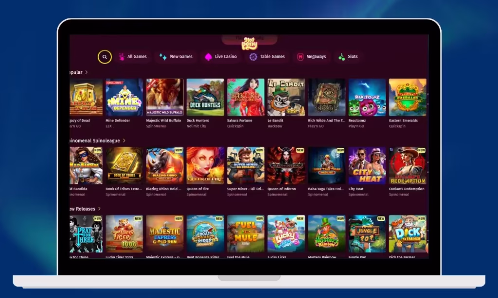 SlotPony Casino tarjoaa monenlaista kolikkopeliä