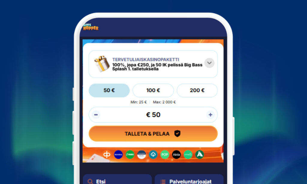 SlotsHopperilla Trumo talletukset verkkopankkitunnuksin.