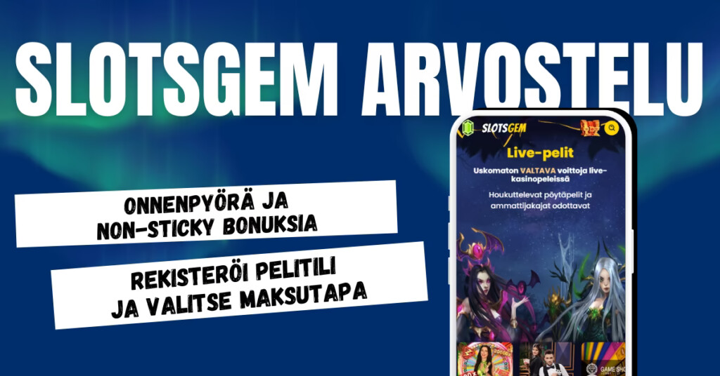 Rekisteröi pelitili SlotsGem Casinolle ja valitse maksutapa sekä nappaa tervetulobonus.