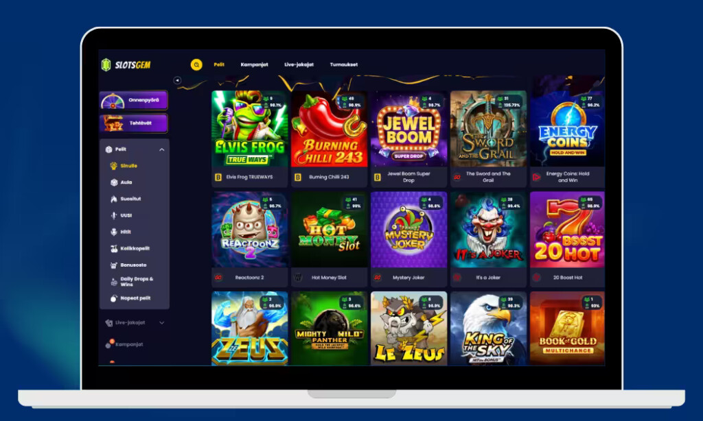 Slotsgemiltä löydät kaikki suositut kolikkopelit.