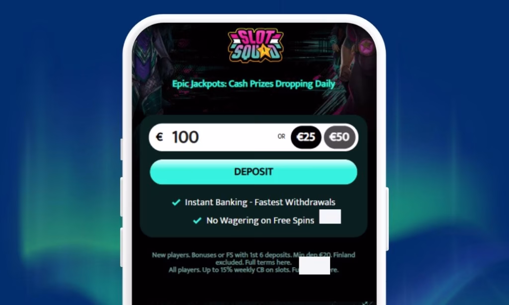 SlotSquad Casinolle talletat Briten välityksellä