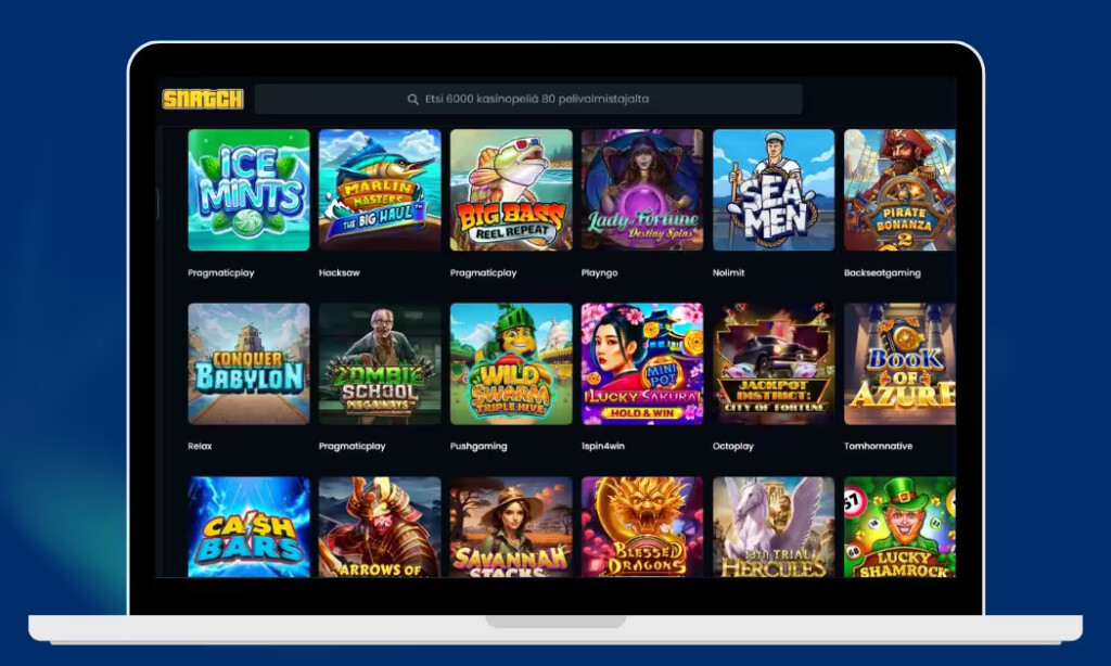 Snatch Casino kolikkopelien valikoimaa