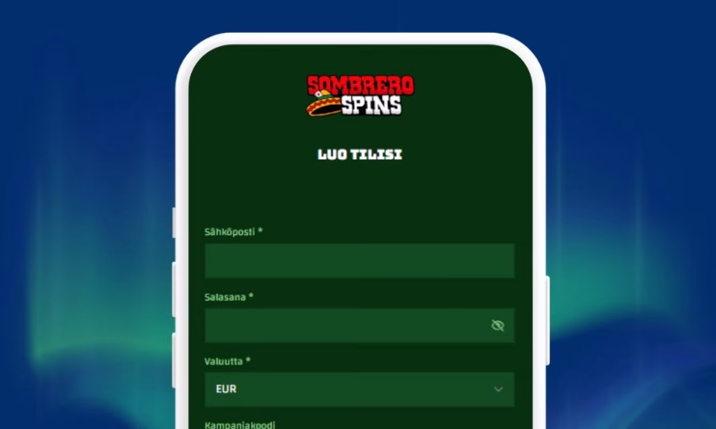 Sombrero Spins Casinolle rekisteröidään pelitili