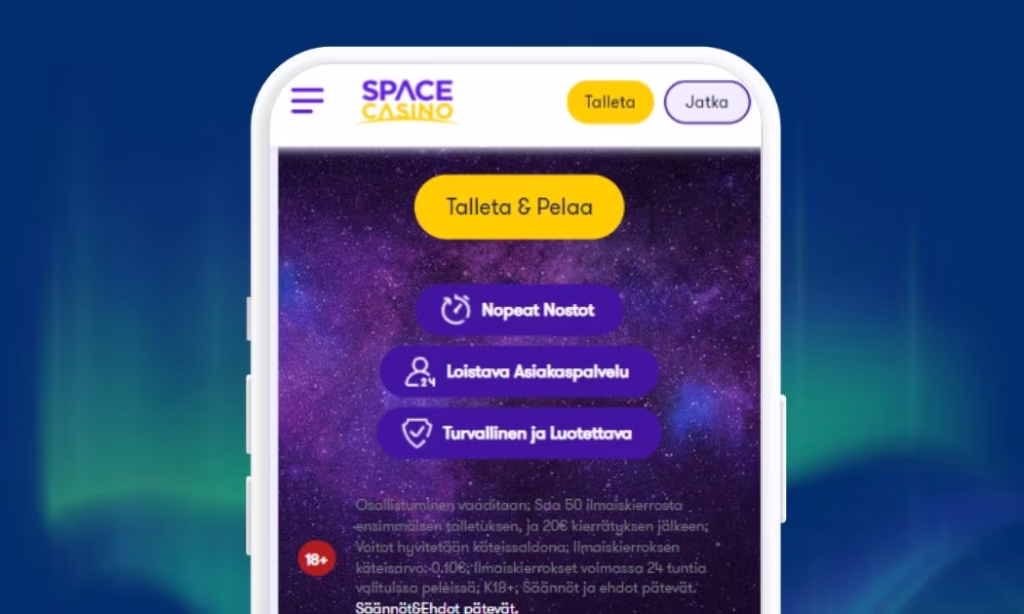 Tee nopea Trustly talletus Space Casinolle