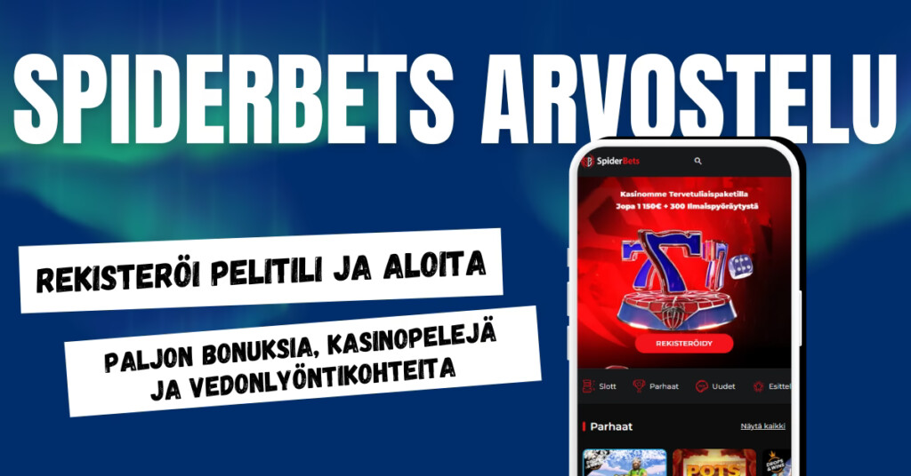 SpiderBets Casino - rekisteröi pelitili ja nauti monista bonuksista ja hyvästä pelivalikoimasta.