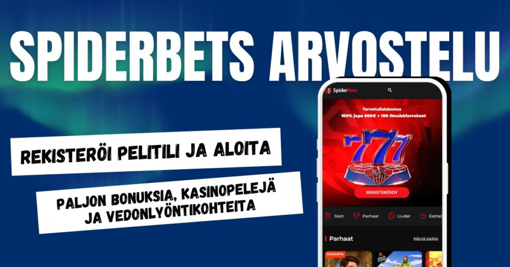 SpiderBets Casino - rekisteröi pelitili ja nauti monista bonuksista ja hyvästä pelivalikoimasta.
