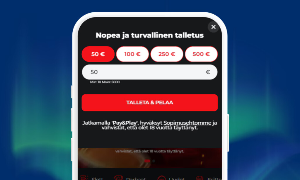 Trumo talletukset verkkopankkitunnuksin SpiderBets Casinolle.