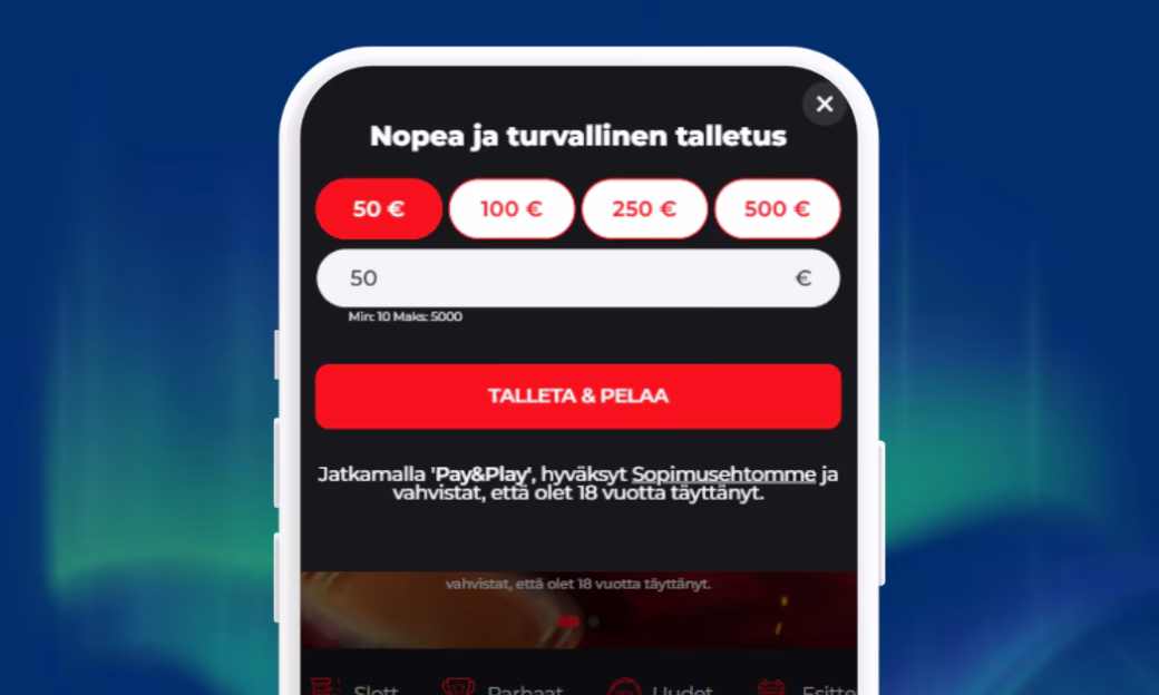 Trumo talletukset verkkopankkitunnuksin SpiderBets Casinolle.