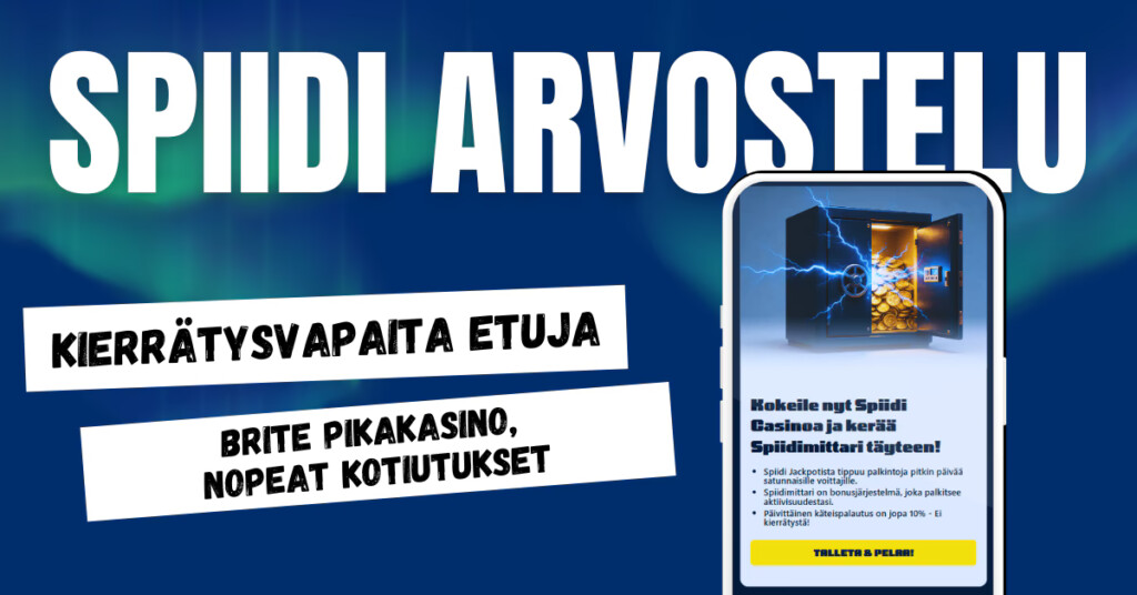 Spiidi Casino on Brite pikakasino, josta saa kierrätysvapaita etuja.