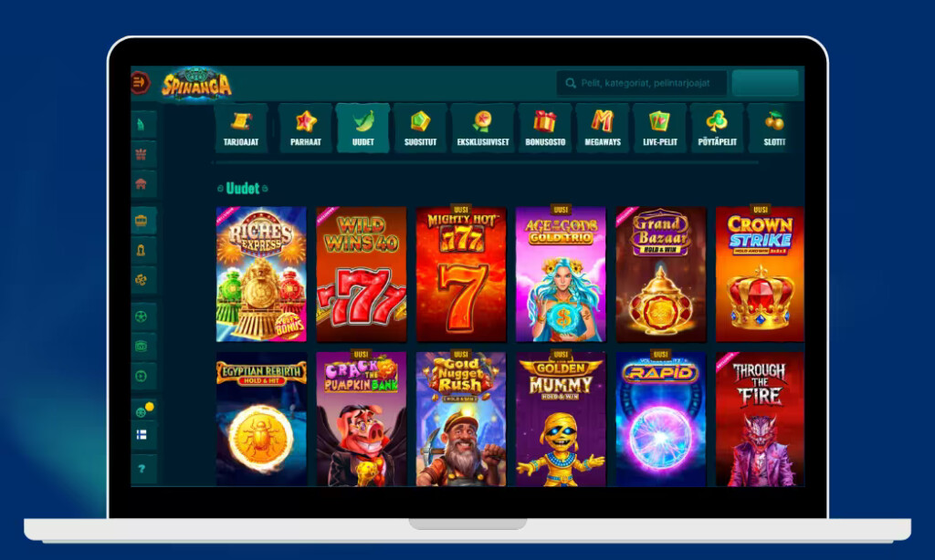 Spinanga Casinon kolikkopeleistä löydät valinnanvaraa.