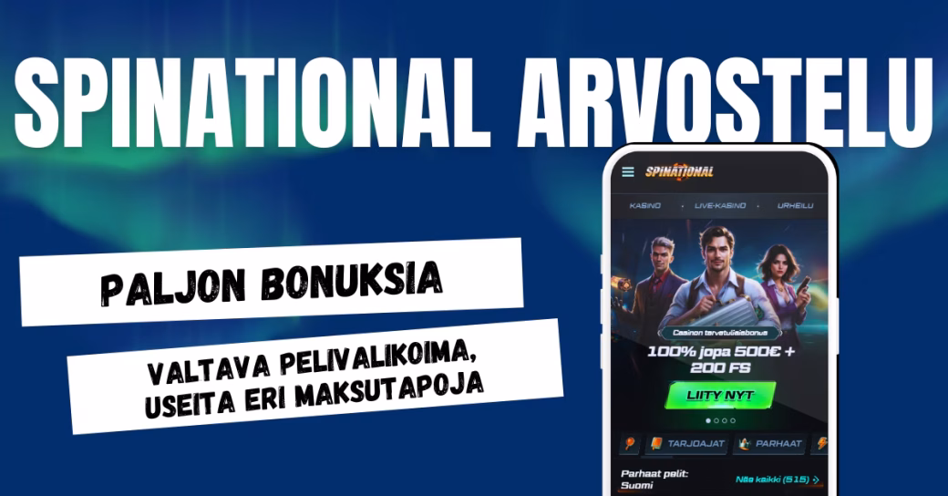 Spinational Casino on perinteinen nettikasino, jossa paljon bonuksia ja pelejä.
