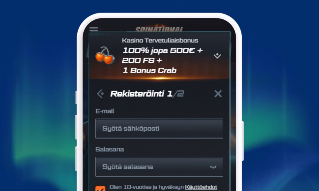 Ennen talletusta Spinational Casinolle pitää rekisteröidä pelitili.
