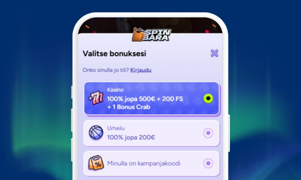 Spinbara Casinolle rekisteröidään pelitili ennen talletusta