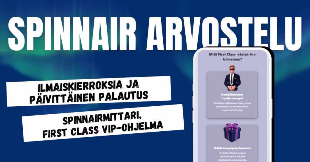 Spinnair Casinolta nippu ilmaiskierroksia ja päivittäinen cashback.