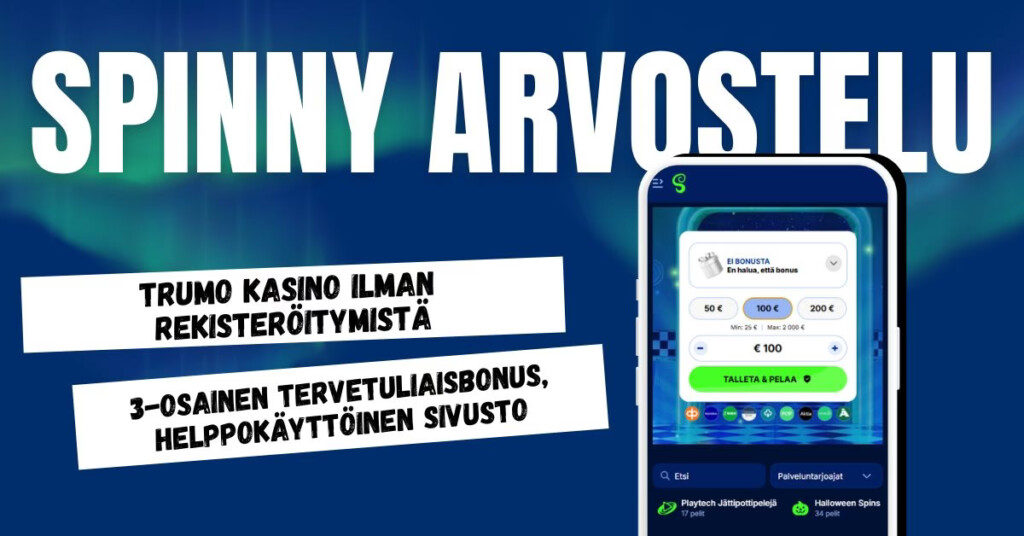 Spinny Casino on Trumo pikakasino 3-osaisella tervetuliaisbonuksella.