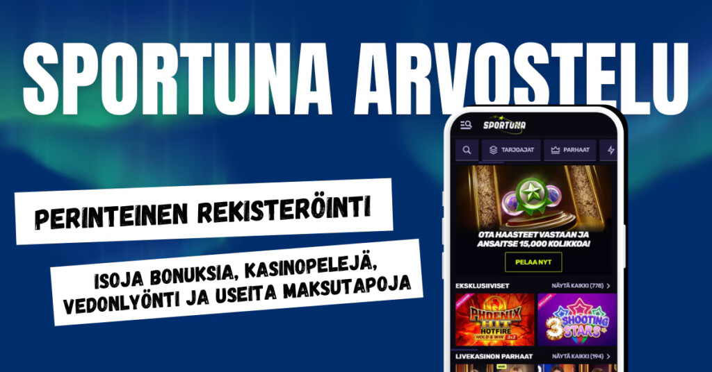 Sportuna Casino on perinteisen rekisteröitymisen vaativa nettikasino, joka hyväksyy myös kryptovaluutat.