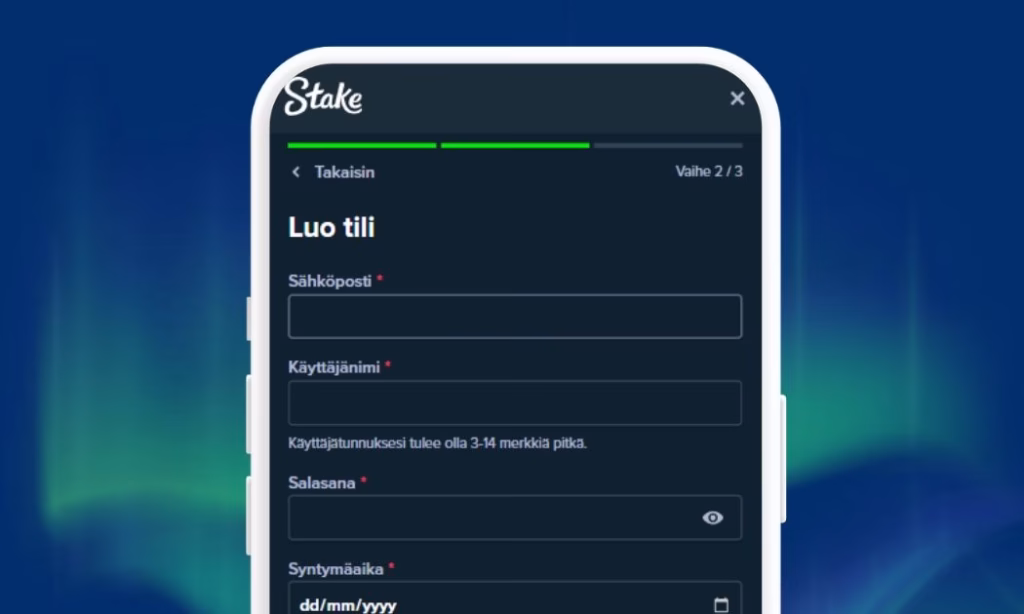 Stake Casinolle rekisteröidään pelitili