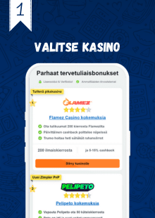 Valitse kasino ja tervetuliaisbonus.