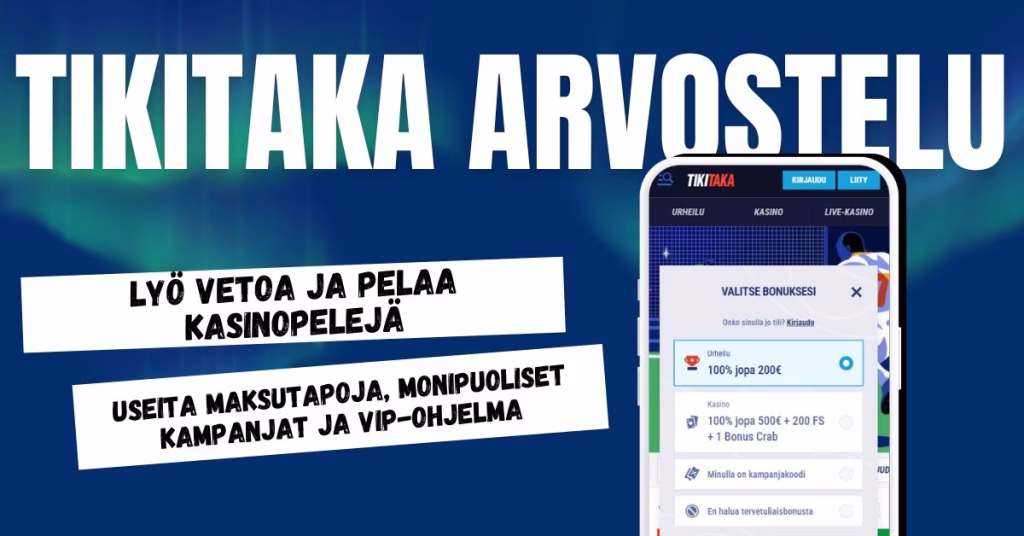 TikiTaka Casinolta hyvä valikoima pelejä
